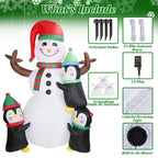 5.9Ft Snowman and Penguin Blow Up Yard Decoration with LED Light Built-in Air Blower