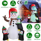 5.9Ft Snowman and Penguin Blow Up Yard Decoration with LED Light Built-in Air Blower