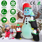 5.9Ft Snowman and Penguin Blow Up Yard Decoration with LED Light Built-in Air Blower