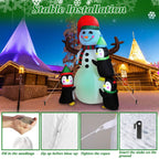 5.9Ft Snowman and Penguin Blow Up Yard Decoration with LED Light Built-in Air Blower