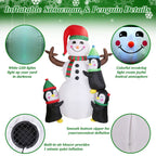 5.9Ft Snowman and Penguin Blow Up Yard Decoration with LED Light Built-in Air Blower