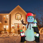 5.9Ft Snowman and Penguin Blow Up Yard Decoration with LED Light Built-in Air Blower