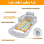 59in Inflatable Pool Float Raft with Headrest Armrest Cupholder