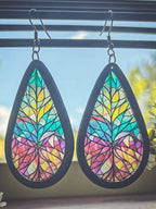 Beautiful Wood and Stained Glass Effect Earrings