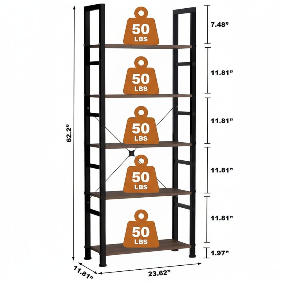Industrial Metal Bookshelf
