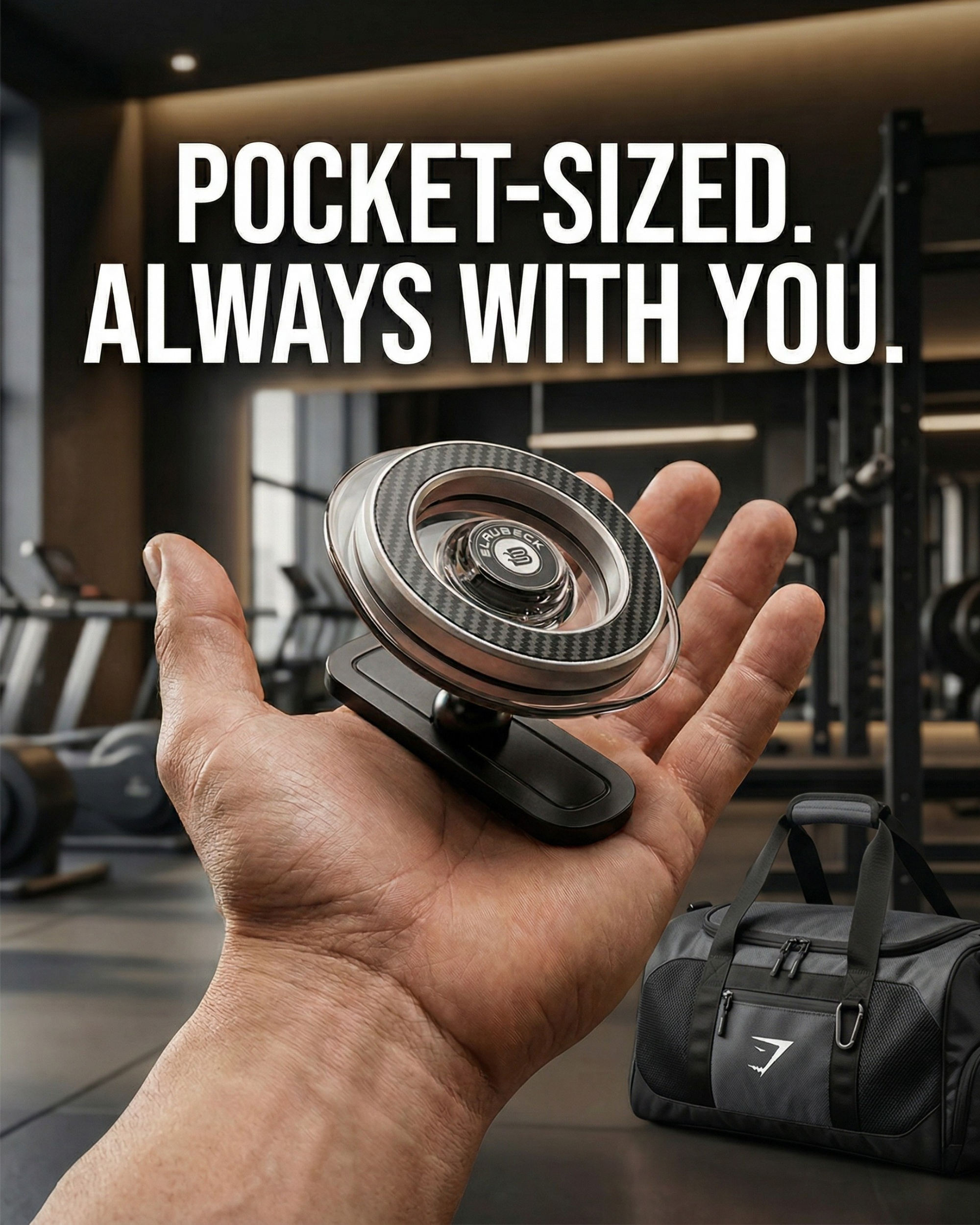 BLAUBECK Magnetic Gym Phone Holder – MagSafe & Android Compatible | Carbon Fiber & Acrylic | 360° Ball Joint Mount for Squat Racks, Golf Carts & Metal Surfaces