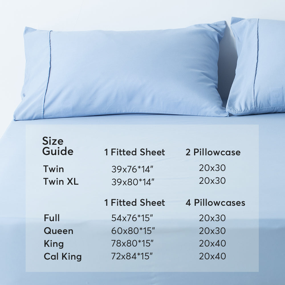 Kasentex Spring All Season Deep Pocket Fitted Sheet Set with Pillowcases, Room Decor, Graduation Gifts
