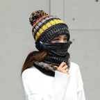 Cozy Knitted Hat Scarf Set with Velvet Lining