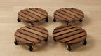 Rolling Wood Caddy with Lockable Wheels – 2 Pack Heavy Duty Pot Stand