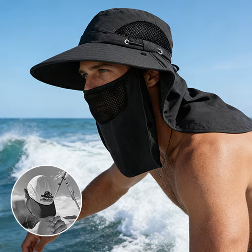 Wide Brim Sun Hat, Men's Safari Hat, 360° Sun Protection, UPF50+, Shade Hat, Insect Repellent, Mesh, Breathable, UV Protection