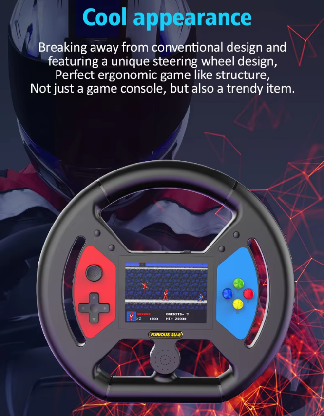 3.5-inch handheld game console with steering wheel design 999 Games Included
