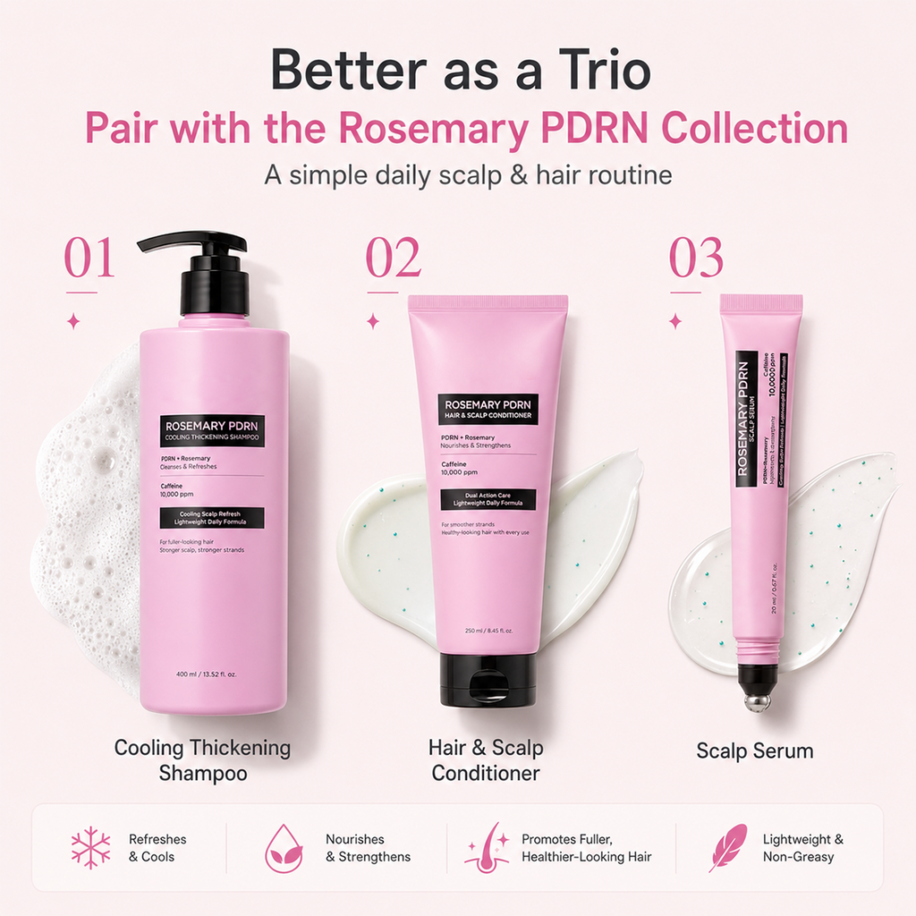 Rosemary PDRN Scalp & Hair Care Set – Shampoo, Conditioner, Hair Mask & Scalp Serum for Fuller-Looking Hair