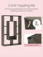 7-Tier Cube Bookshelf, Tall Narrow Bookcase for Small Spaces