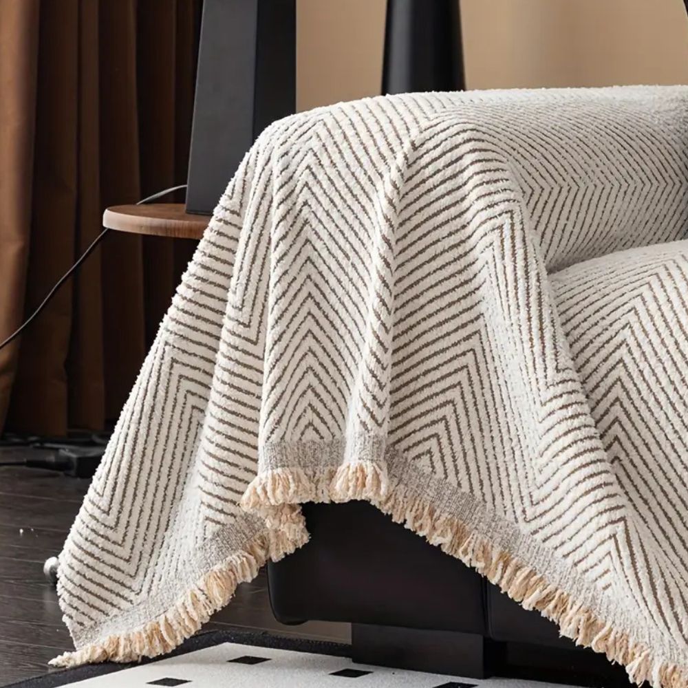 Striped Textured Sofa Cover