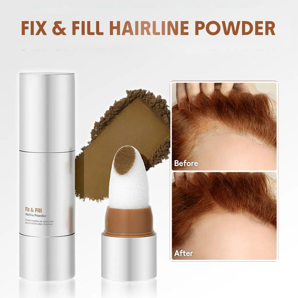 Fix & Fill Hairline Powder-Spice, 4-IN-1 Powder Stick for Hairline, Part, Contour & Brow, Quick Fix Sparse Hair