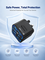6-Port Travel Charger Adapter – Multi-Interface USB-C Charging Hub for Phones & Devices