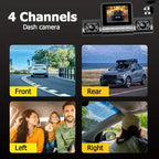 4-Channel Car DVR Dash Cam – 1080P Front, 720P Side & Rear, Night Vision