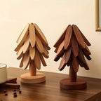 Solid Wood Heat-Resistant Table Mats – Tree-Shaped Coasters Set
