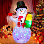 5FT Rotating Christmas Inflatable Snowman Decoration with 360° Colorful LED Lights