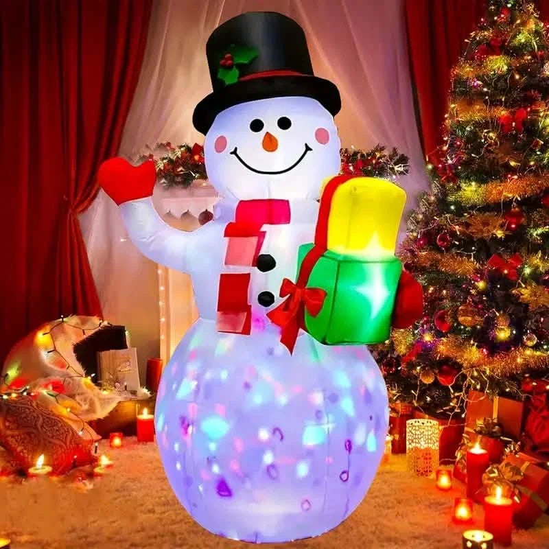 5FT Rotating Christmas Inflatable Snowman Decoration with 360° Colorful LED Lights