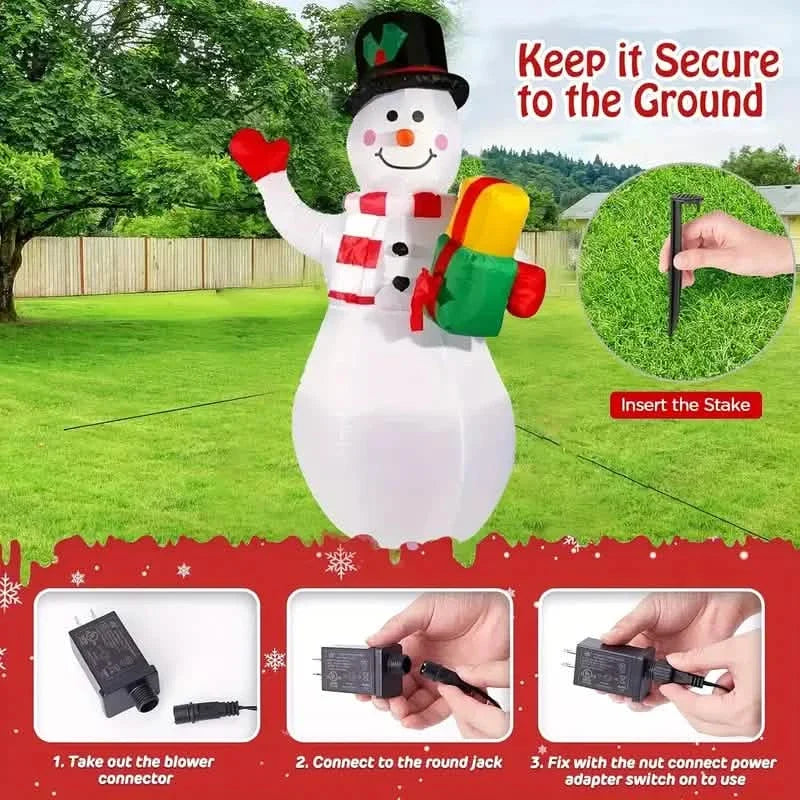 5FT Rotating Christmas Inflatable Snowman Decoration with 360° Colorful LED Lights