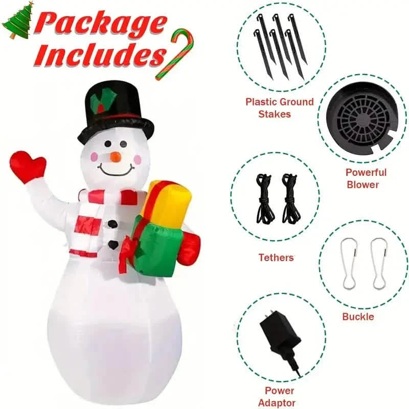 5FT Rotating Christmas Inflatable Snowman Decoration with 360° Colorful LED Lights