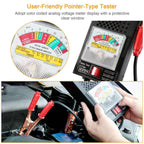 6-12V Automotive Battery Tester with Heavy Duty Insulated Copper Clips
