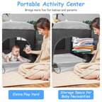6-in-1 Foldable Baby Crib with Activity Center Diaper Changing Table