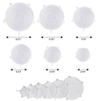 6-Pack: Reusable Silicone Stretch Container Lids Covers for Food Storage - Fit Most Containers