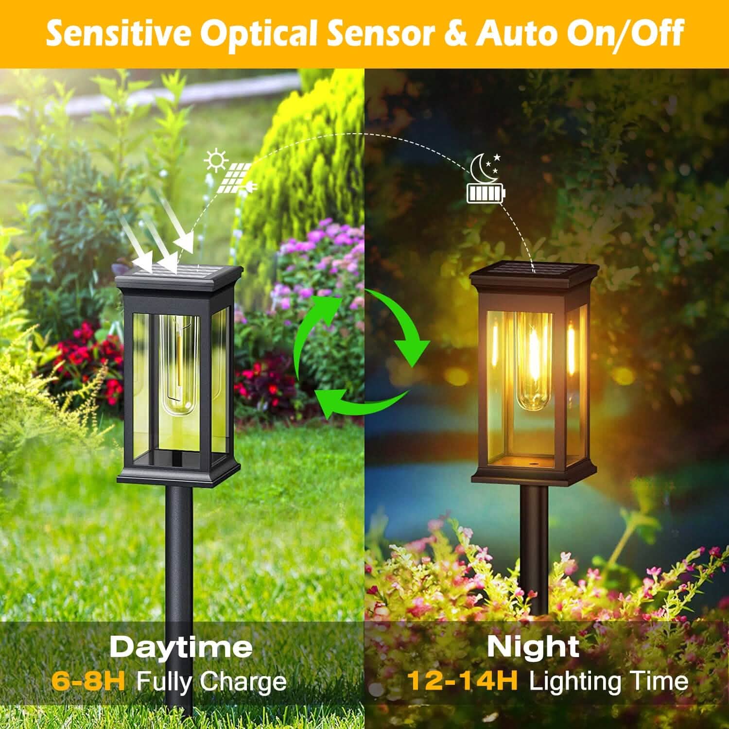 6-Pack: Solar Powered Stake Light IP65 Waterproof Auto On Off
