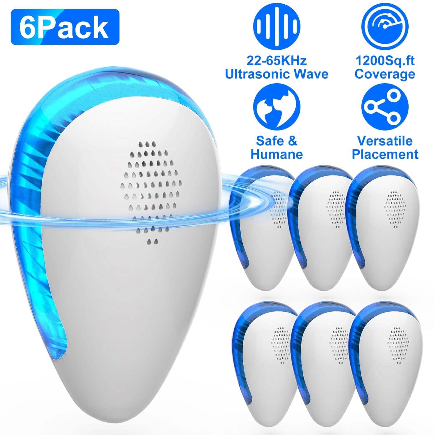 6-Pack: Ultrasonic Pest Repeller Indoor Plug in Bug Repellent