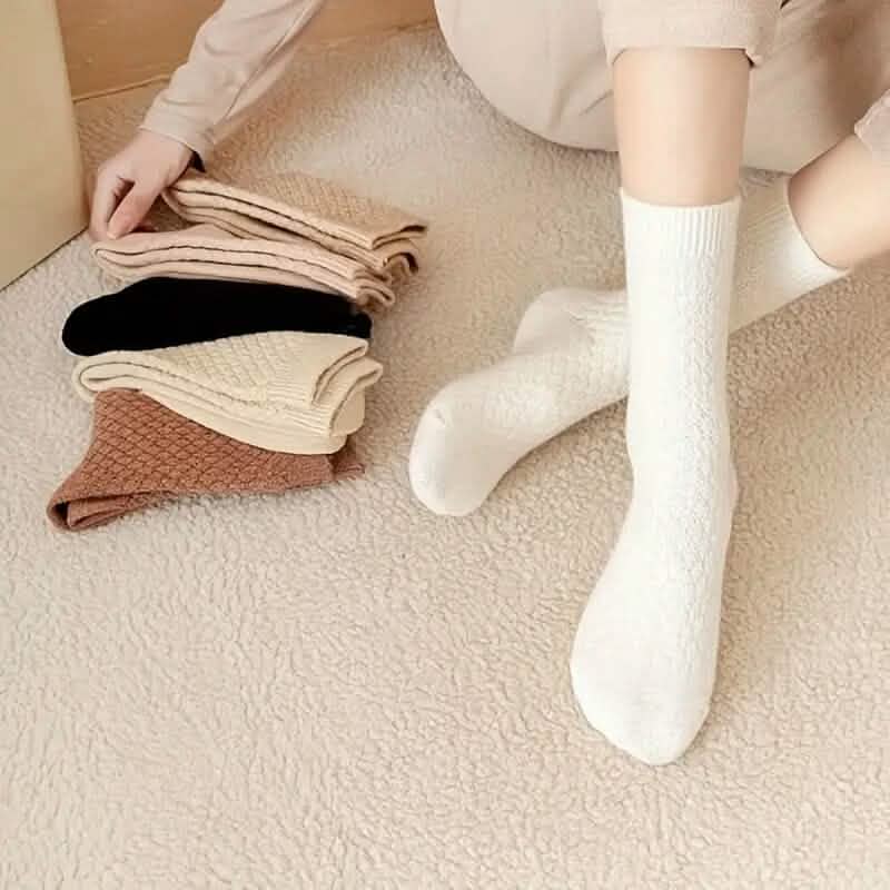 6-Pairs: Autumn and Winter Thick Warm Solid Socks