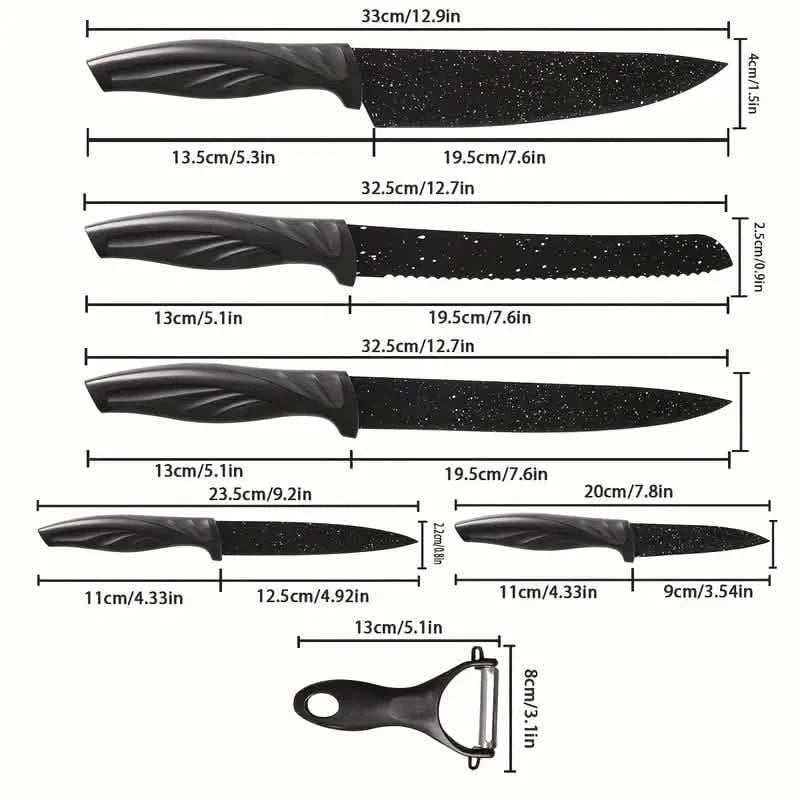 6-Piece Set: High Carbon Stainless Steel Sharp Kitchen Knives