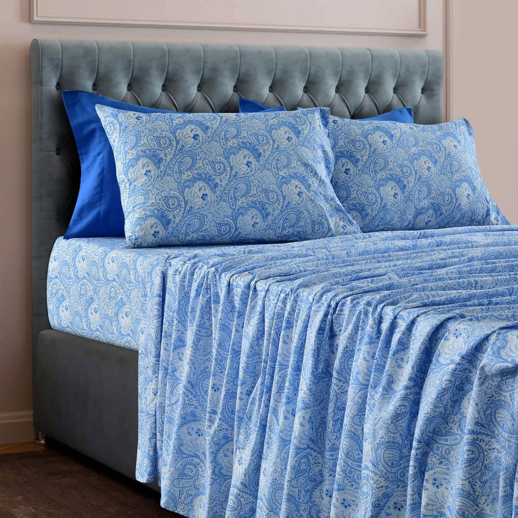 6 Piece Paisley Printed Sheet Set Bed Sheets Deep Pocket Bedding