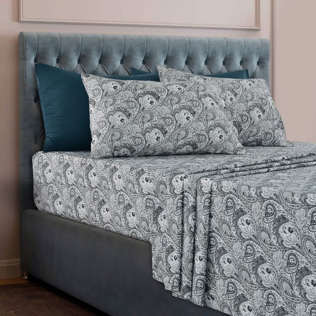 6 Piece Paisley Printed Sheet Set Bed Sheets Deep Pocket Bedding