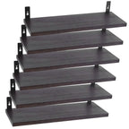 6-Piece Set: Wall Mounted Shelve Wood Storage Metal Bracket Display