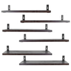6-Piece Set: Wall Mounted Shelve Wood Storage Metal Bracket Display