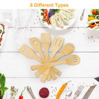 6-Pieces: Cooking Utensil Bamboo Wooden Spoons