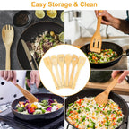6-Pieces: Cooking Utensil Bamboo Wooden Spoons