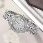 6-Pieces: Elegant Women's Jewelry Set with Quartz Roman Numerals Watch