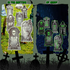 6-Pieces: Glow in the Dark Halloween Yard Sign Decorations with 12 Stakes