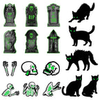 6-Pieces: Glow in the Dark Halloween Yard Sign Decorations with 12 Stakes