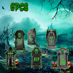 6-Pieces: Glow in the Dark Halloween Yard Sign Decorations with 12 Stakes