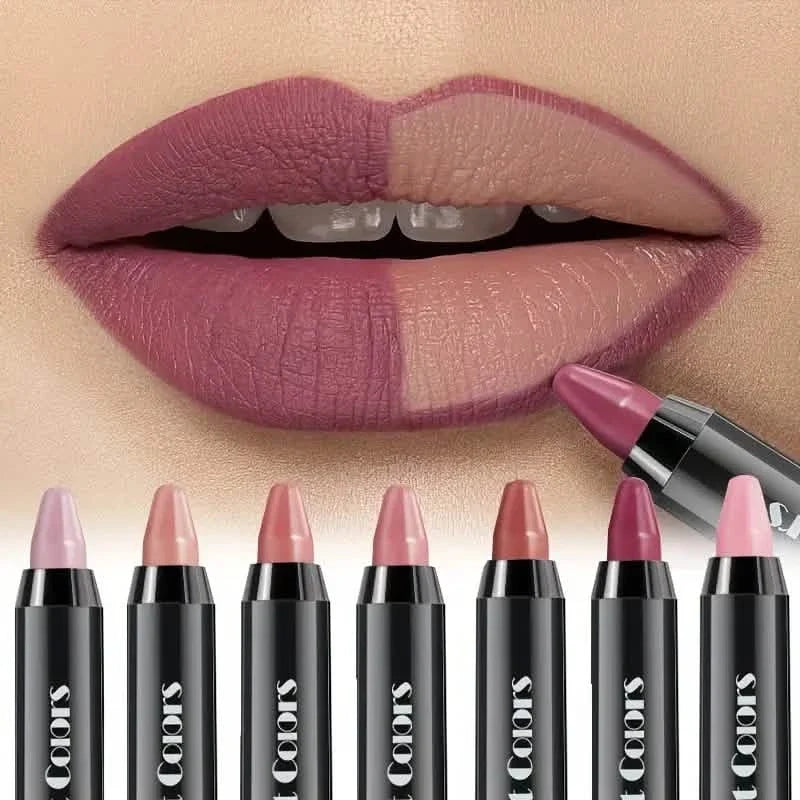 6-Pieces: Matte Crayon Lipstick, Easy Coloring Durable Moisturizing Lipliner