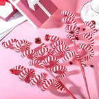6-Pieces: Red White Candy Christmas Tree Decorations
