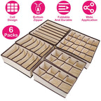 6-Pieces Set: Foldable Underwear Organizer Divider Container