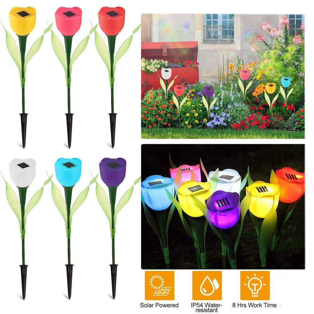 6-Pieces: Solar Garden Tulip Flower Lights