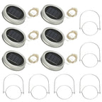 6-Pieces: Solar Powered Mason Jar Lid Lights 20 LEDs