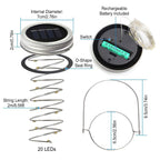 6-Pieces: Solar Powered Mason Jar Lid Lights 20 LEDs