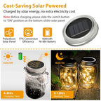 6-Pieces: Solar Powered Mason Jar Lid Lights 20 LEDs